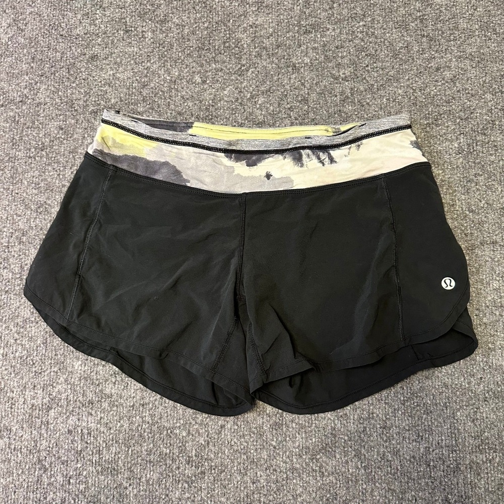 Lululemon Shorts Womens Size 4 Black Speed Up Low Rise Running Athletic Pattern
